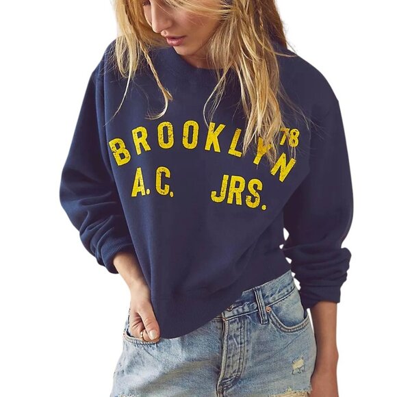 Riley Vintage Brooklyn Crew Size Large Navy Blue with Yellow Detailing - Picture 5 of 10